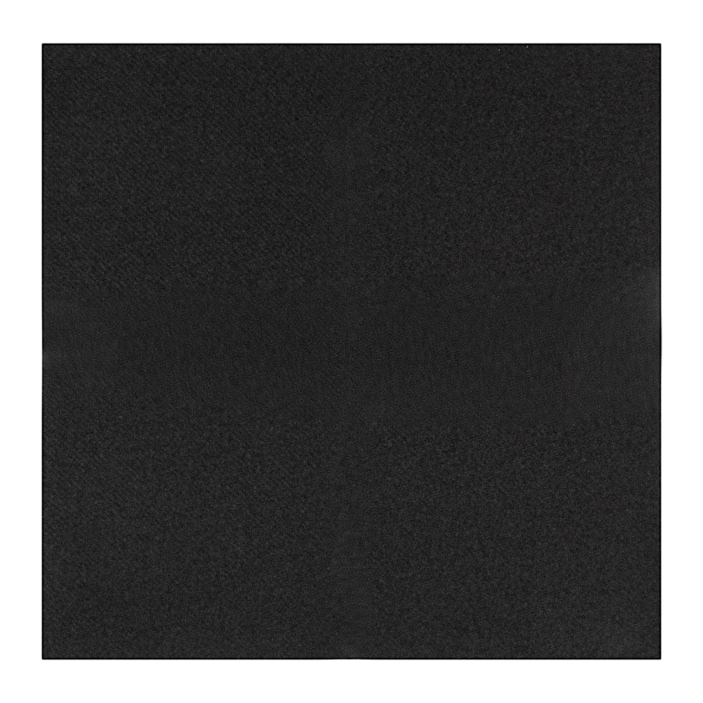 Luxenap Square Black Paper Linen-Feel Cocktail Napkin - Air Laid - 9 1/2" x 9 1/2" - 50 count box