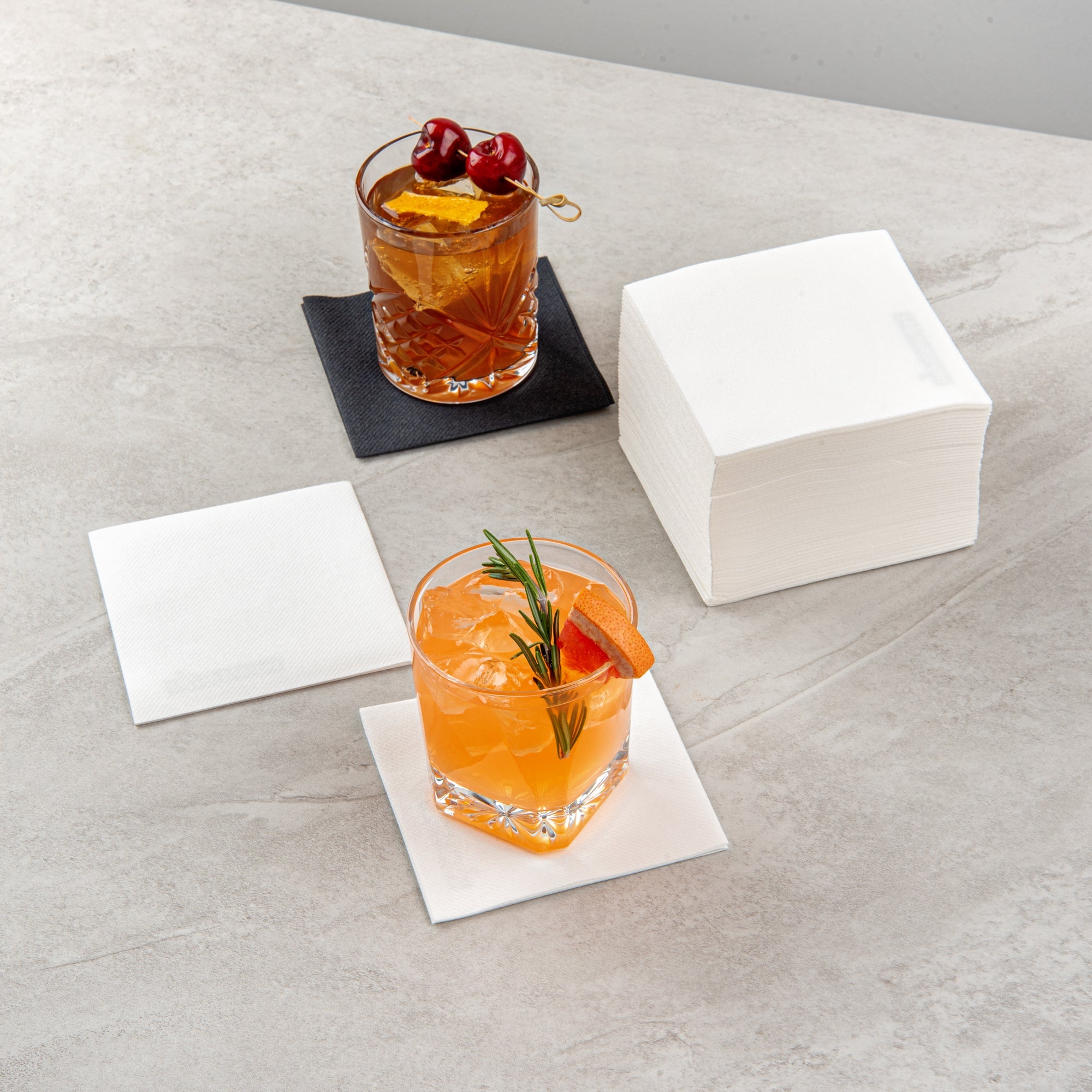 Luxenap Square White Paper Linen-Feel Cocktail Napkin - Air Laid - 9 1/2" x 9 1/2" - 1600 count box