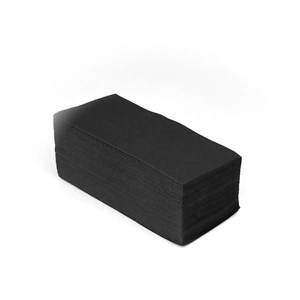 Luxenap Rectangle Black Paper Linen-Feel Guest Towel / Napkin - Air Laid - 15 3/4" x 7 3/4" - 50 count box