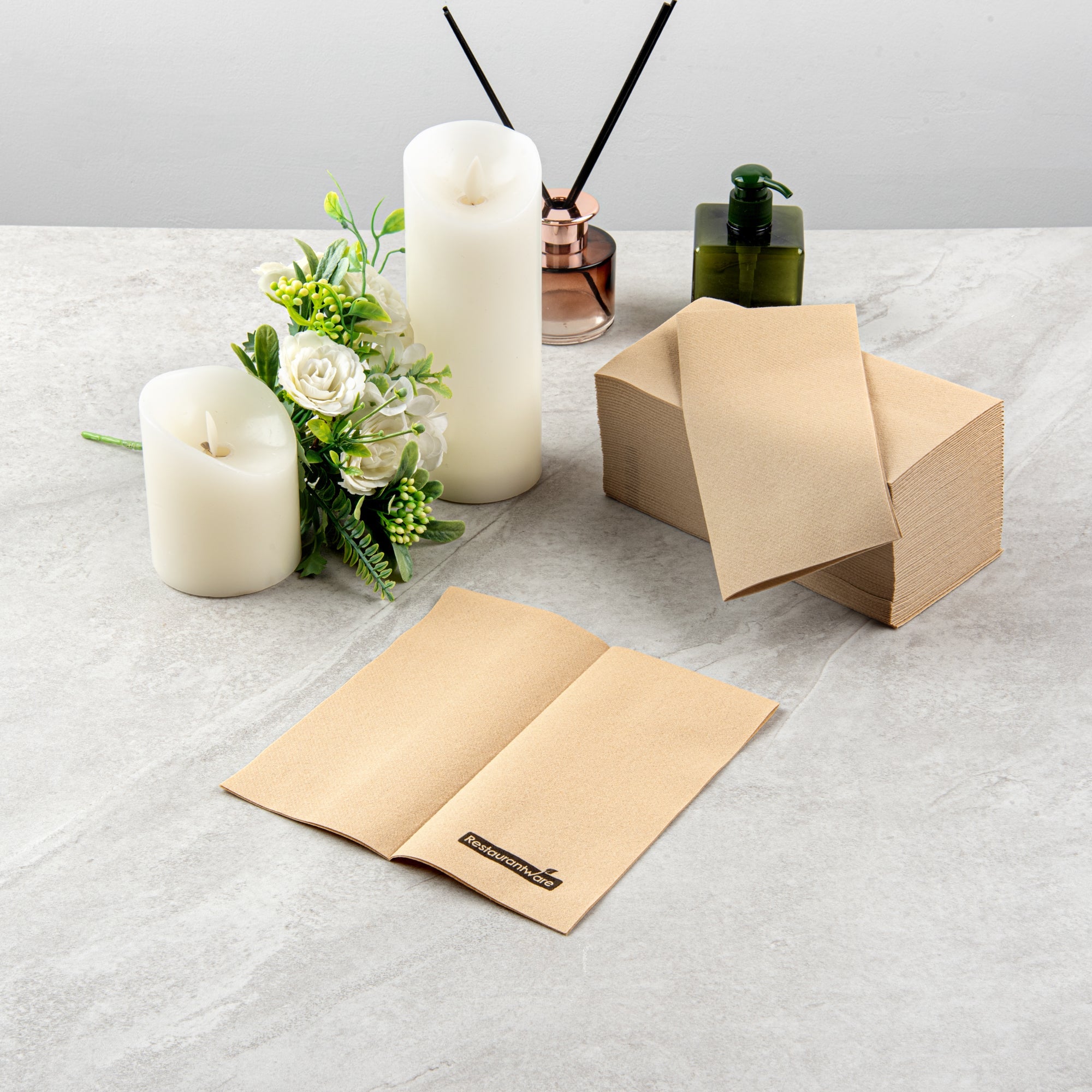 Luxenap Rectangle Kraft Paper Linen-Feel Guest Towel / Napkin - Air Laid - 15 3/4" x 7 3/4" - 50 count box