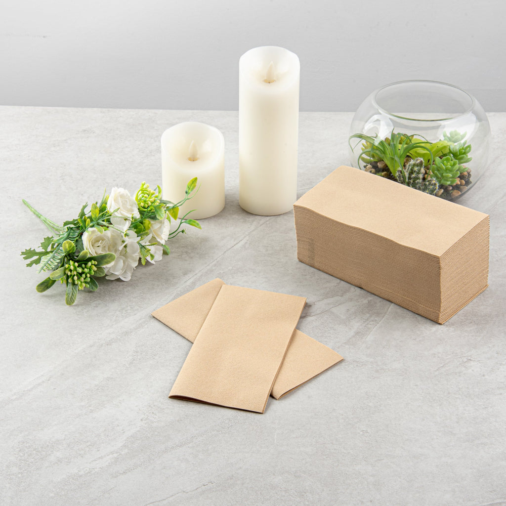 Luxenap Rectangle Kraft Paper Linen-Feel Guest Towel / Napkin - Air Laid - 15 3/4" x 7 3/4" - 50 count box