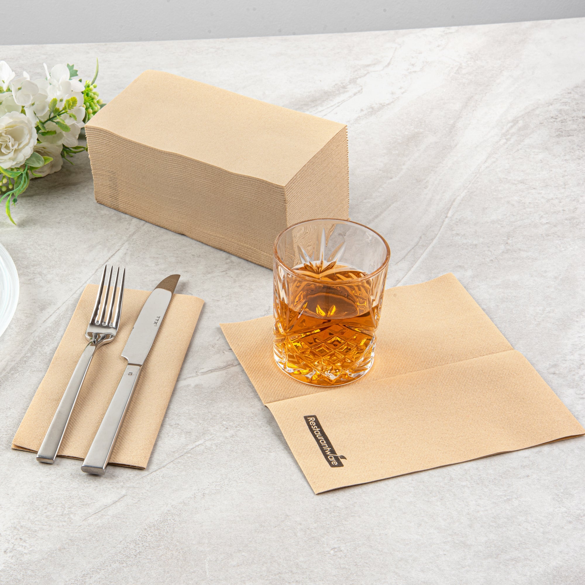 Luxenap Rectangle Kraft Paper Linen-Feel Guest Towel / Napkin - Air Laid - 15 3/4" x 7 3/4" - 50 count box