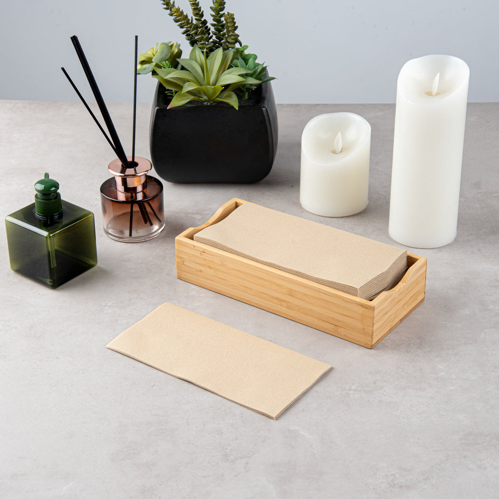Luxenap Rectangle Kraft Paper Linen-Feel Guest Towel / Napkin - Air Laid - 15 3/4" x 7 3/4" - 50 count box