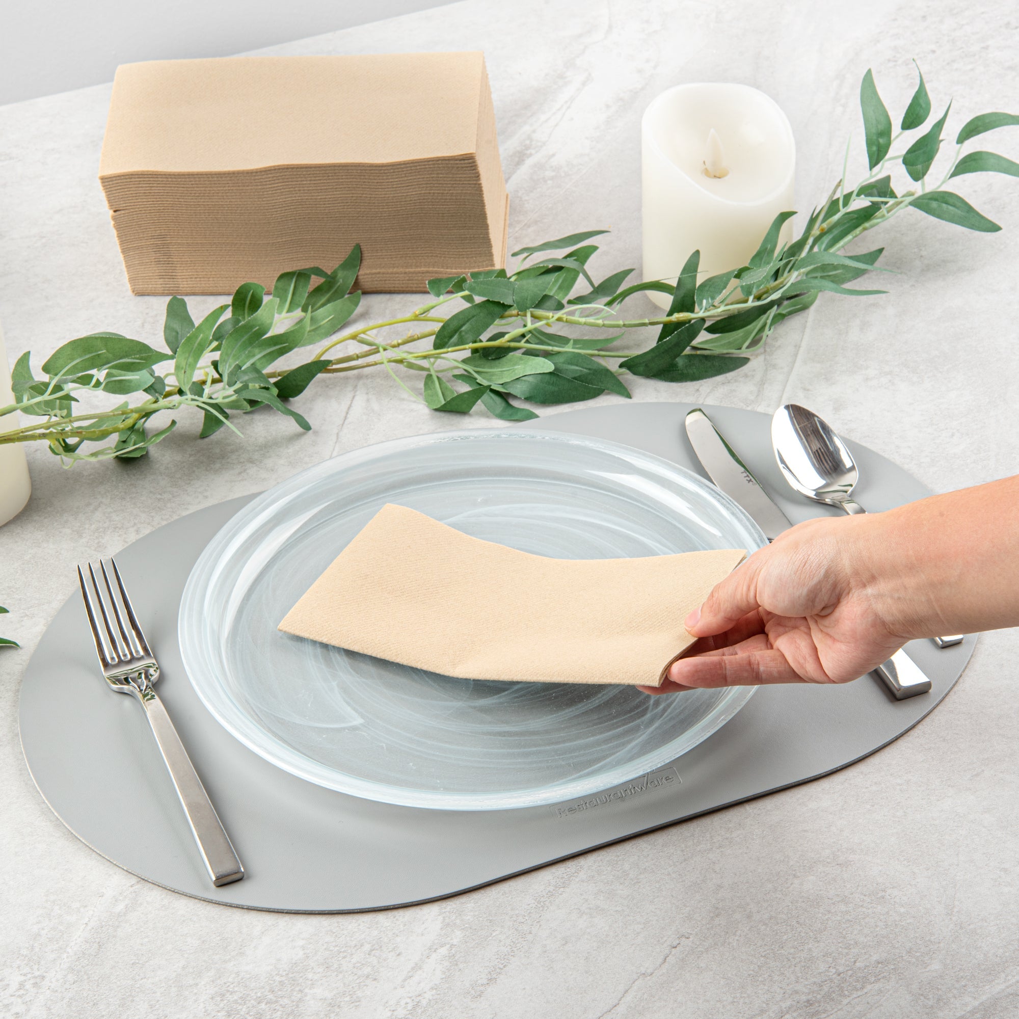 Luxenap Rectangle Kraft Paper Linen-Feel Guest Towel / Napkin - Air Laid - 15 3/4" x 7 3/4" - 600 count box