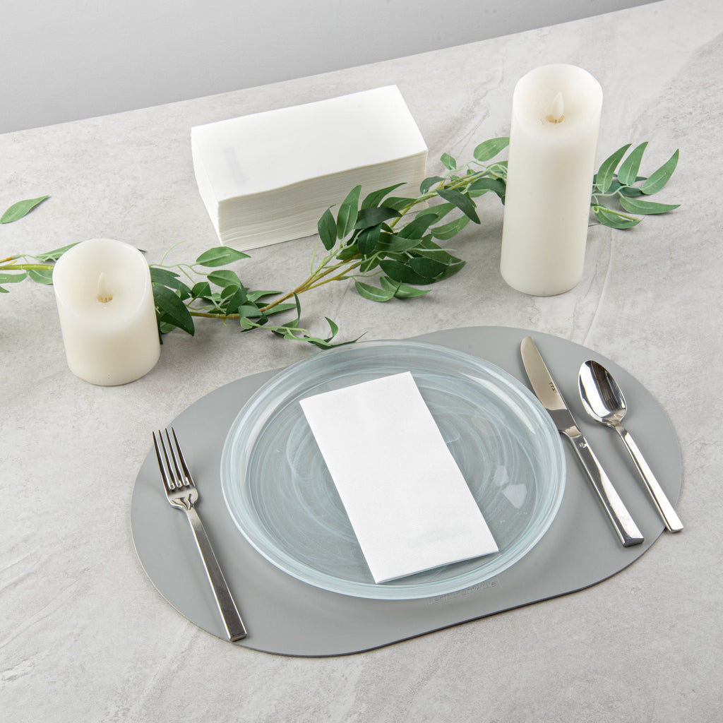 Luxenap Rectangle White Paper Linen-Feel Guest Towel / Napkin - Air Laid - 15 3/4" x 7 3/4" - 50 count box