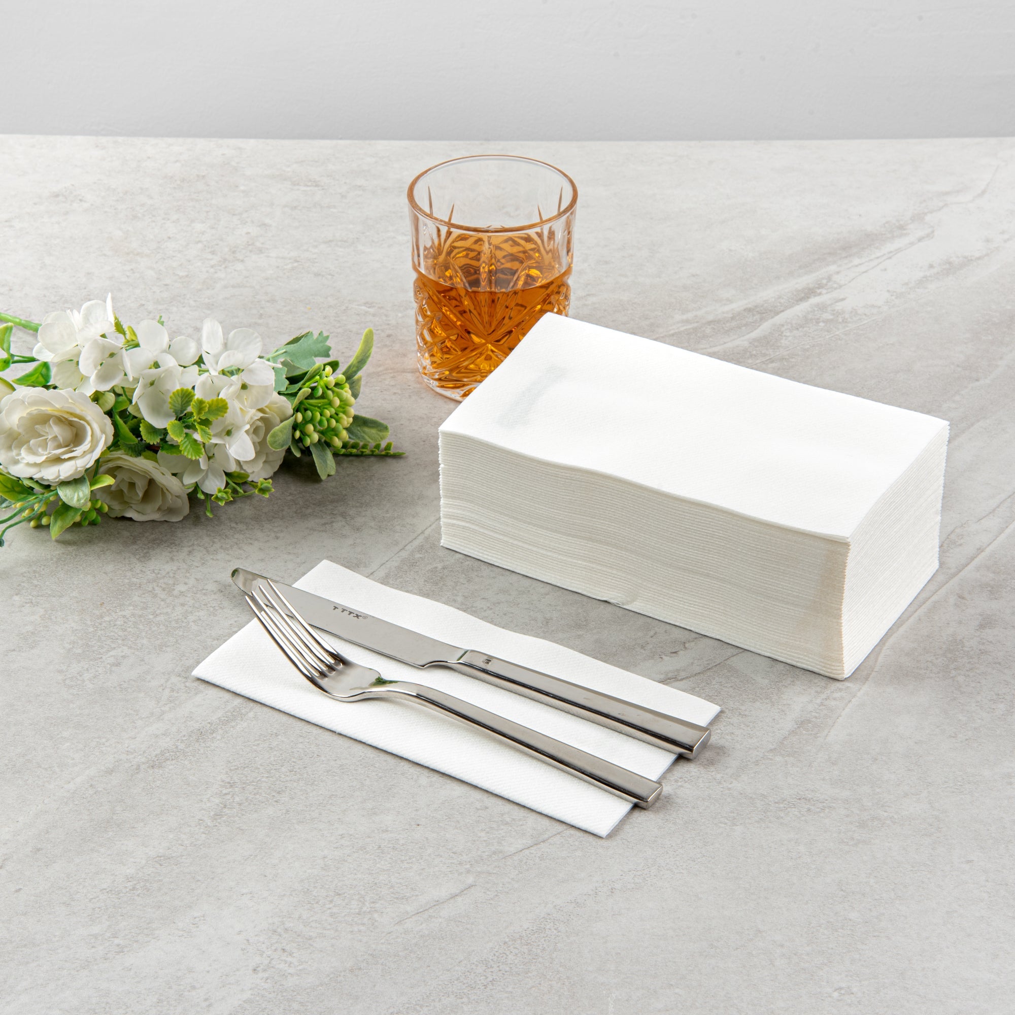 Luxenap Rectangle White Paper Linen-Feel Guest Towel / Napkin - Air Laid - 15 3/4" x 7 3/4" - 50 count box