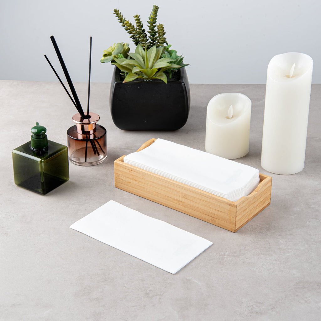 Luxenap Rectangle White Paper Linen-Feel Guest Towel / Napkin - Air Laid - 15 3/4" x 7 3/4" - 50 count box
