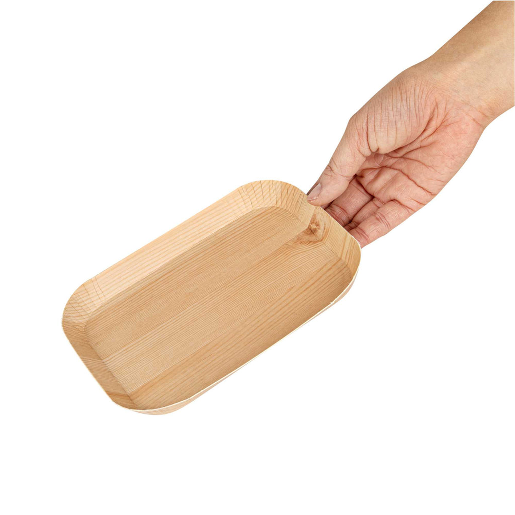 Cater Tek Rectangle Food Tray - Faux Wood - 6 1/2" x 5" - 100 count box