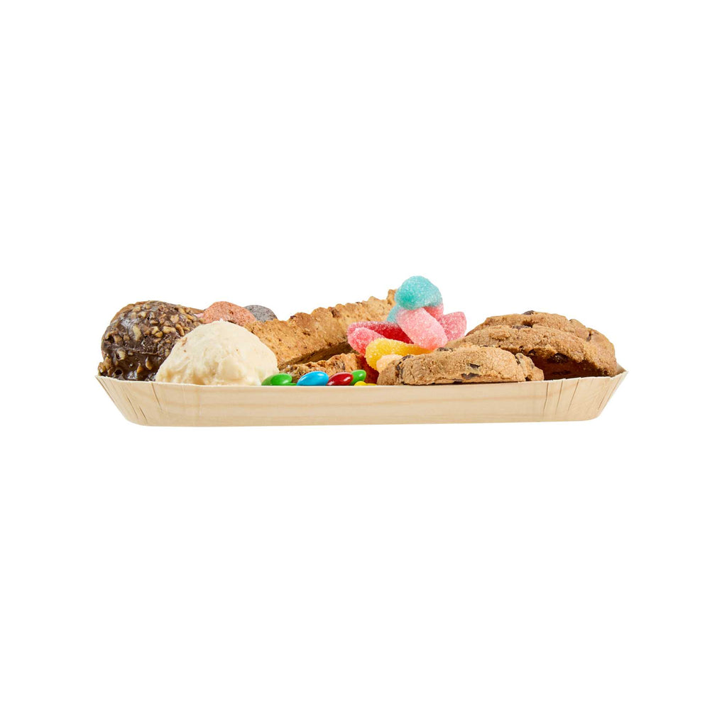 Cater Tek Rectangle Food Tray - Faux Wood - 6 1/2" x 5" - 100 count box