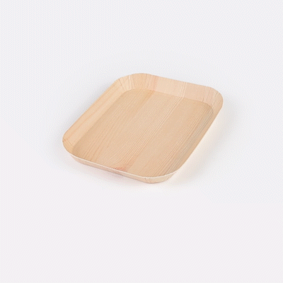 Cater Tek Rectangle Food Tray - Faux Wood - 6 1/2" x 5" - 100 count box