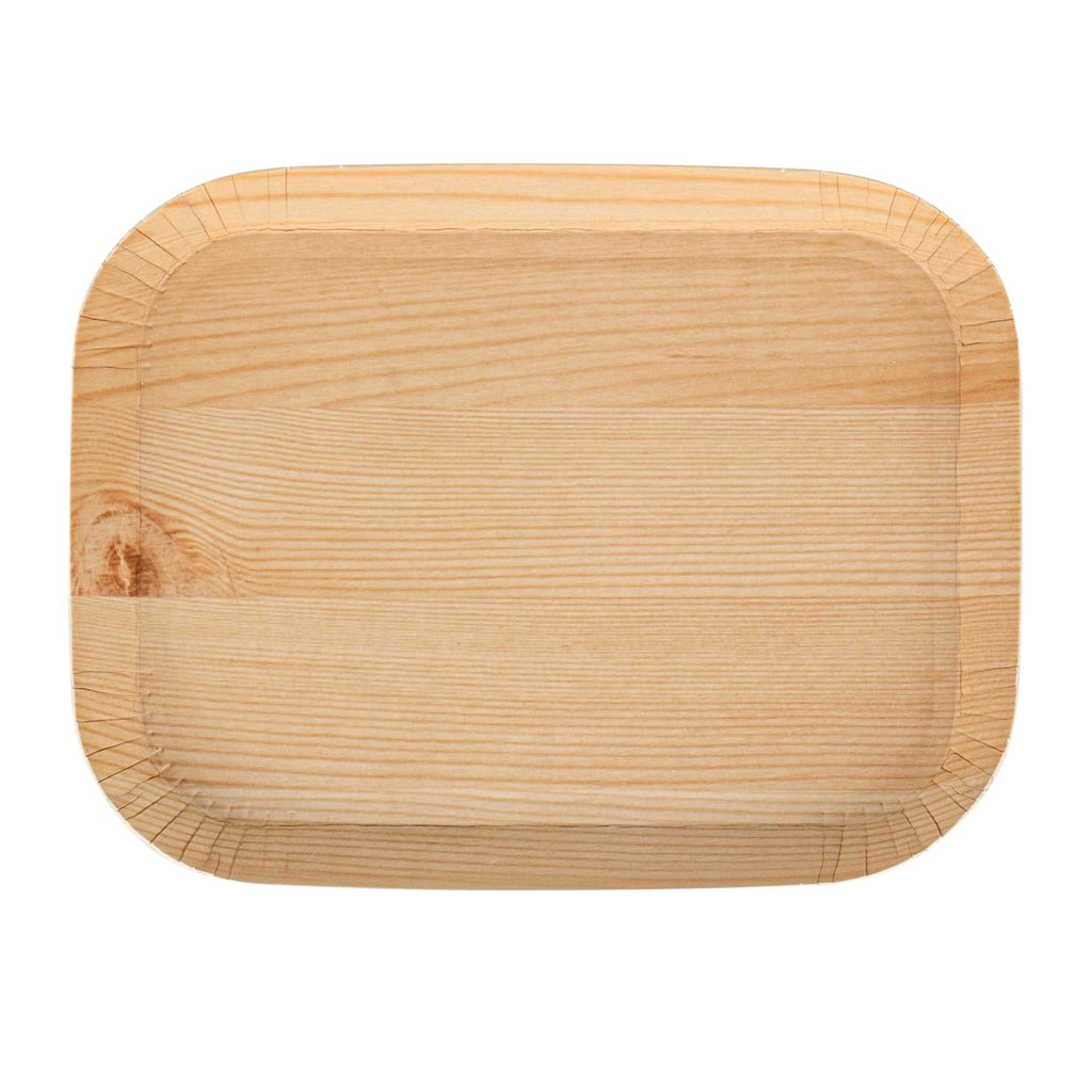 Cater Tek Rectangle Food Tray - Faux Wood - 6 1/2" x 5" - 100 count box