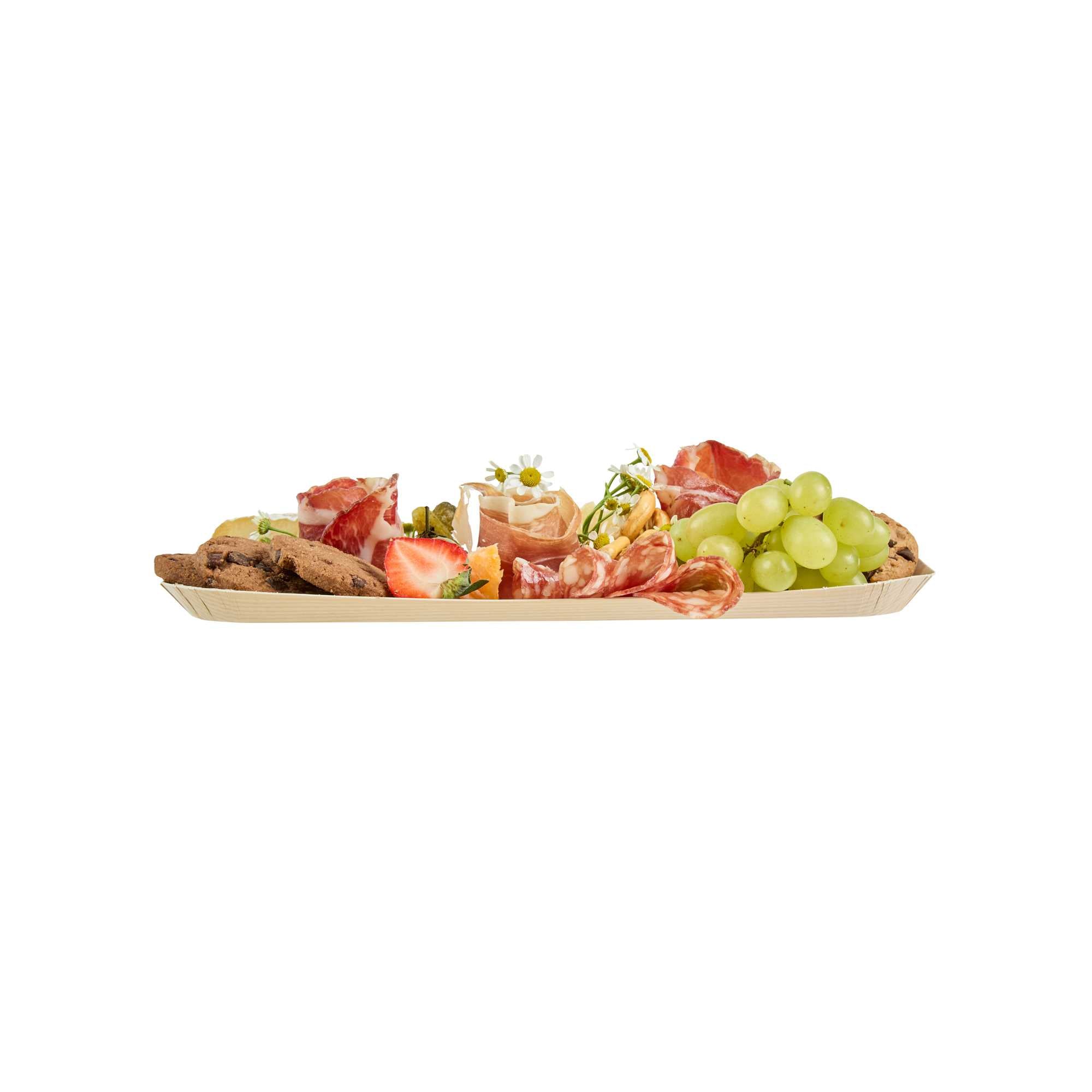 Cater Tek Rectangle Food Tray - Faux Wood - 10 1/2" x 5" - 100 count box