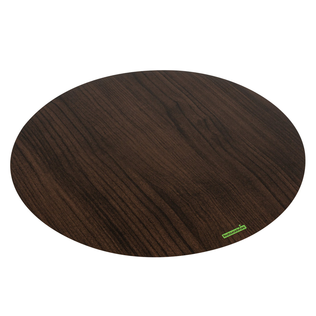 Cater Tek Round Dark Cheese / Charcuterie Board - Faux Wood - 13 3/4" x 13 3/4" - 100 count box