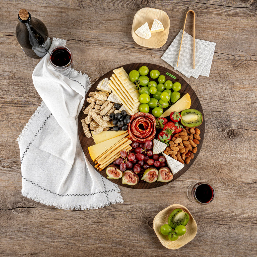Cater Tek Round Dark Cheese / Charcuterie Board - Faux Wood - 13 3/4" x 13 3/4" - 10 count box