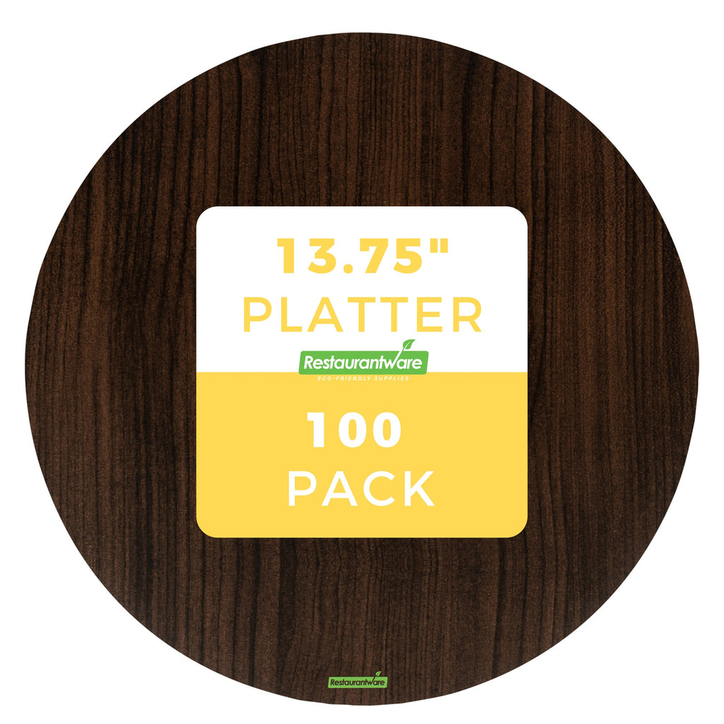 Cater Tek Round Dark Cheese / Charcuterie Board - Faux Wood - 13 3/4" x 13 3/4" - 100 count box