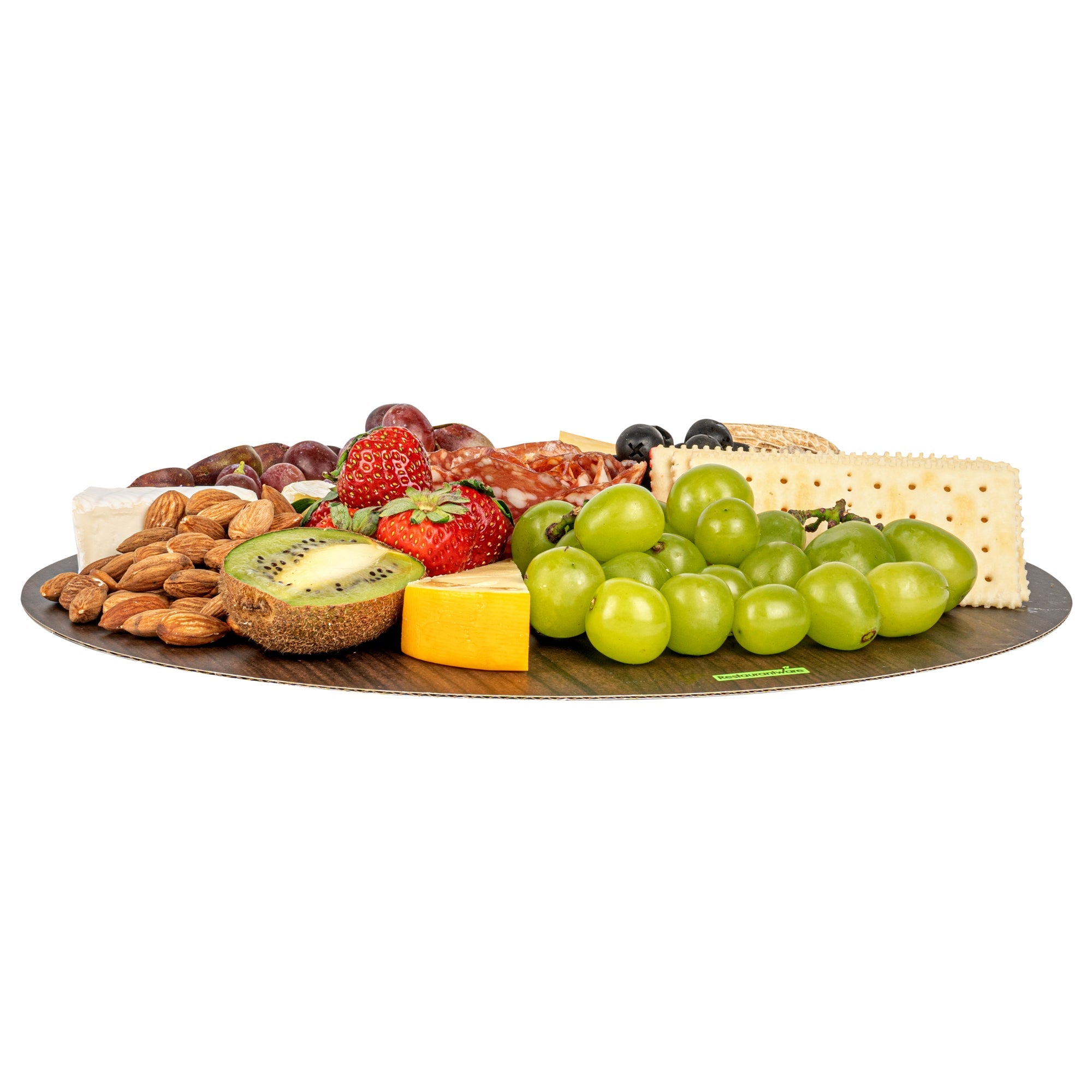 Cater Tek Round Dark Cheese / Charcuterie Board - Faux Wood - 13 3/4" x 13 3/4" - 100 count box