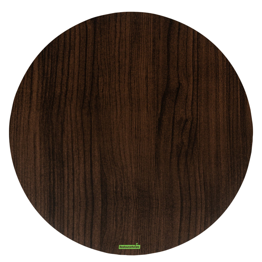 Cater Tek Round Dark Cheese / Charcuterie Board - Faux Wood - 13 3/4" x 13 3/4" - 100 count box