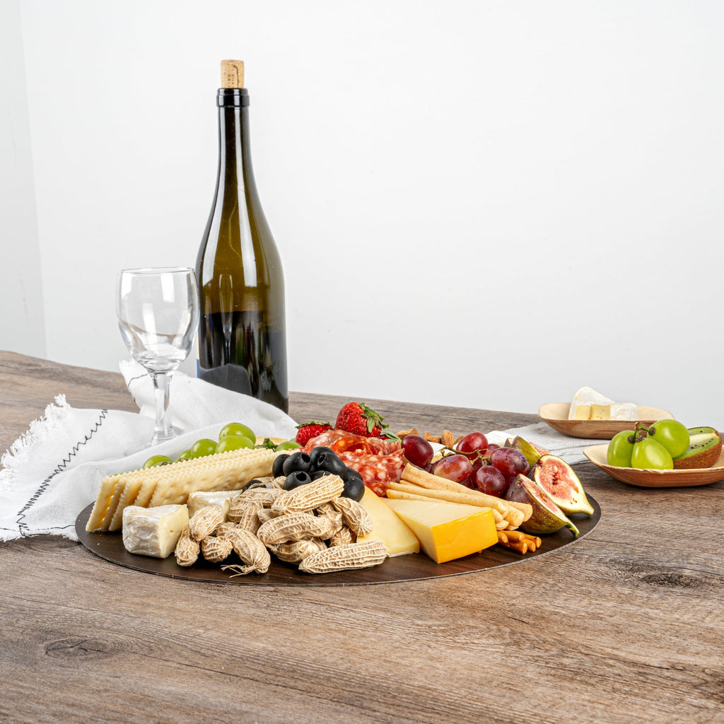 Cater Tek Round Dark Cheese / Charcuterie Board - Faux Wood - 13 3/4" x 13 3/4" - 100 count box