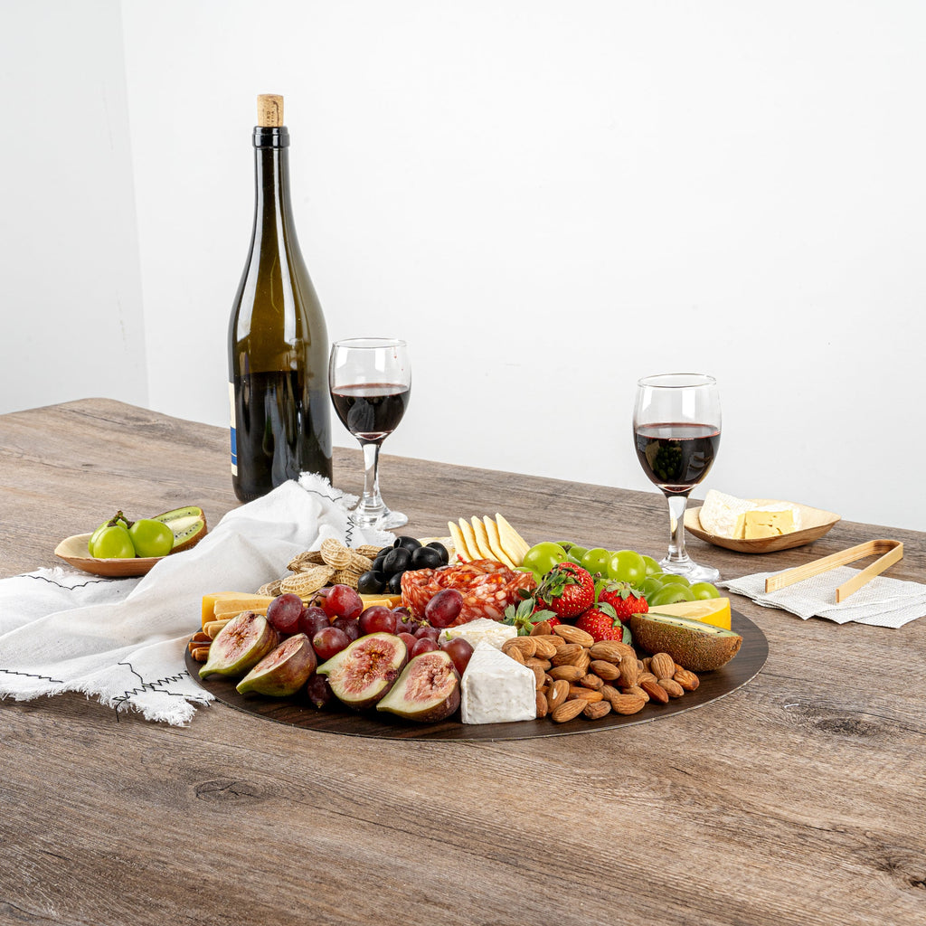 Cater Tek Round Dark Cheese / Charcuterie Board - Faux Wood - 13 3/4" x 13 3/4" - 100 count box