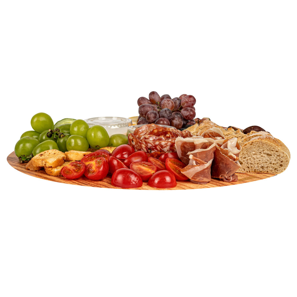 Cater Tek Round Natural Cardboard Cheese / Charcuterie Board - Faux Wood - 13 3/4" x 13 3/4" - 10 count box