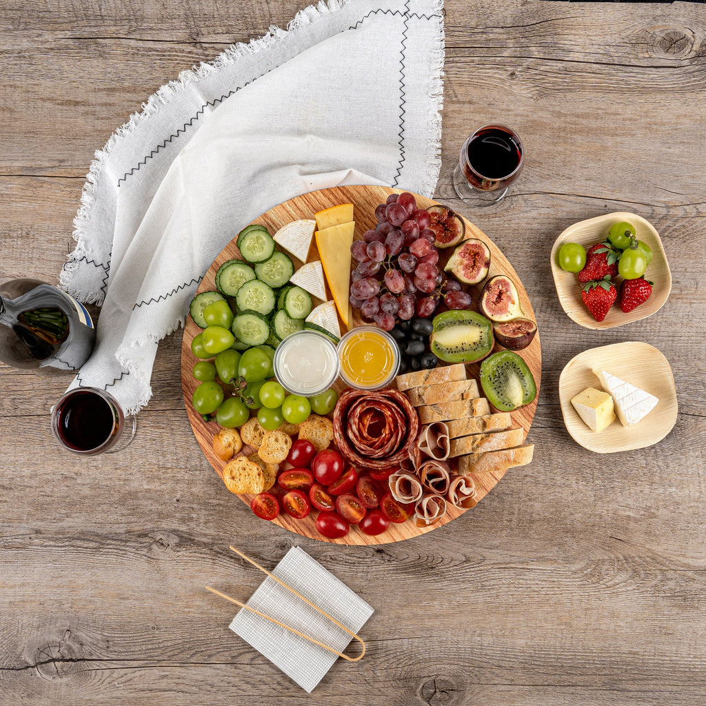 Cater Tek Round Natural Cardboard Cheese / Charcuterie Board - Faux Wood - 13 3/4" x 13 3/4" - 10 count box