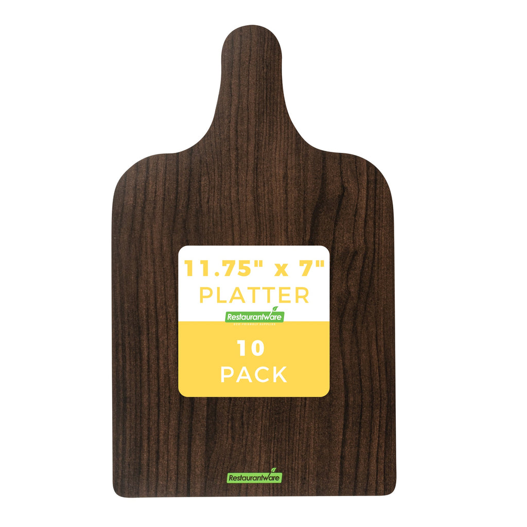 Cater Tek Dark Cheese / Charcuterie Board - Faux Wood - 11 3/4" x 7" - 10 count box