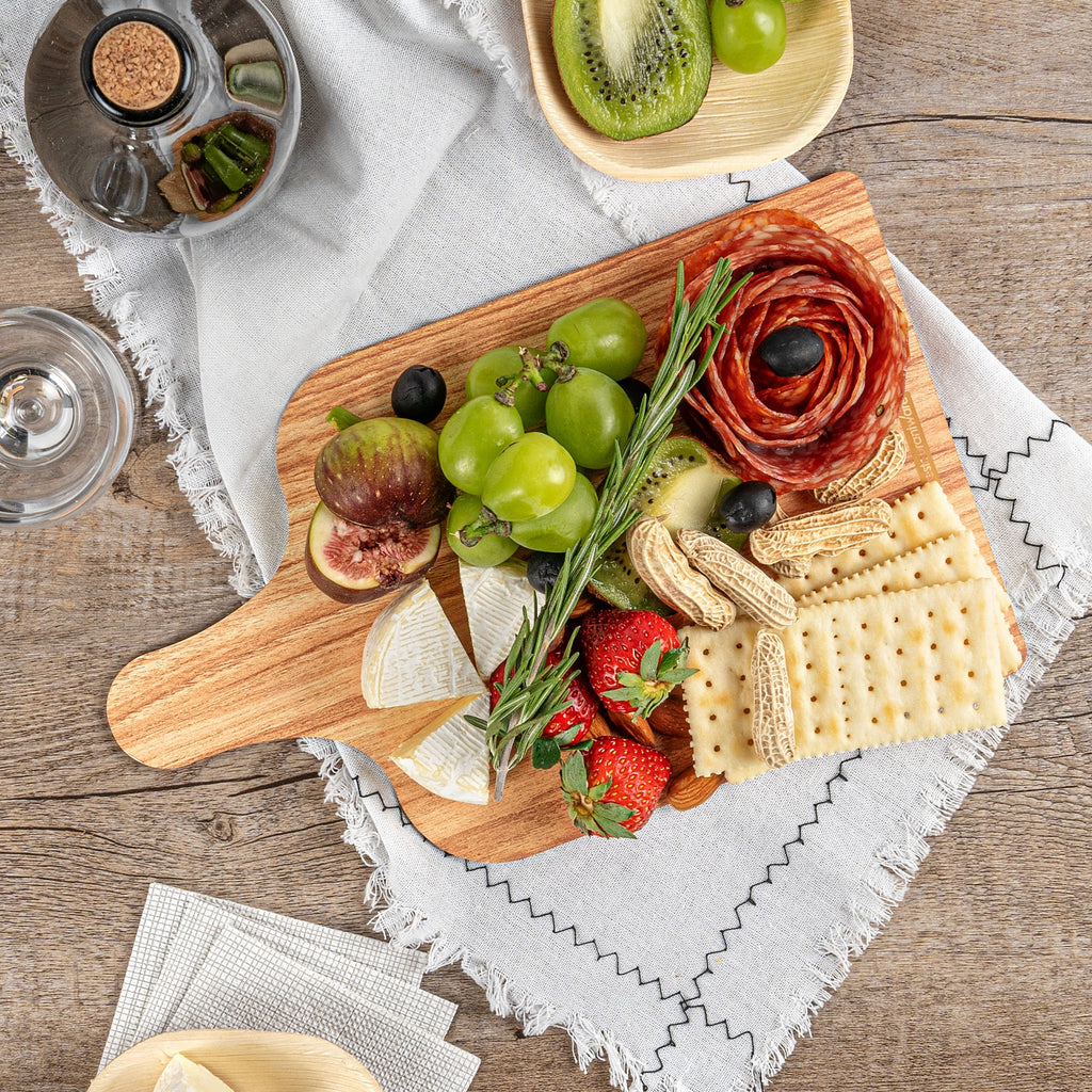 Cater Tek Natural Cheese / Charcuterie Board - Faux Wood - 11 3/4" x 7" - 10 count box