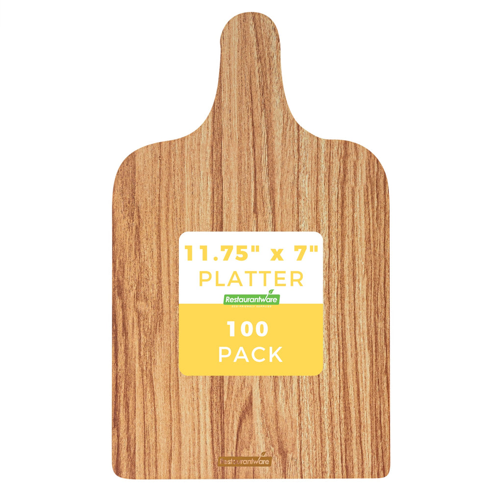 Cater Tek Natural Cheese / Charcuterie Board - Faux Wood - 11 3/4" x 7" - 100 count box