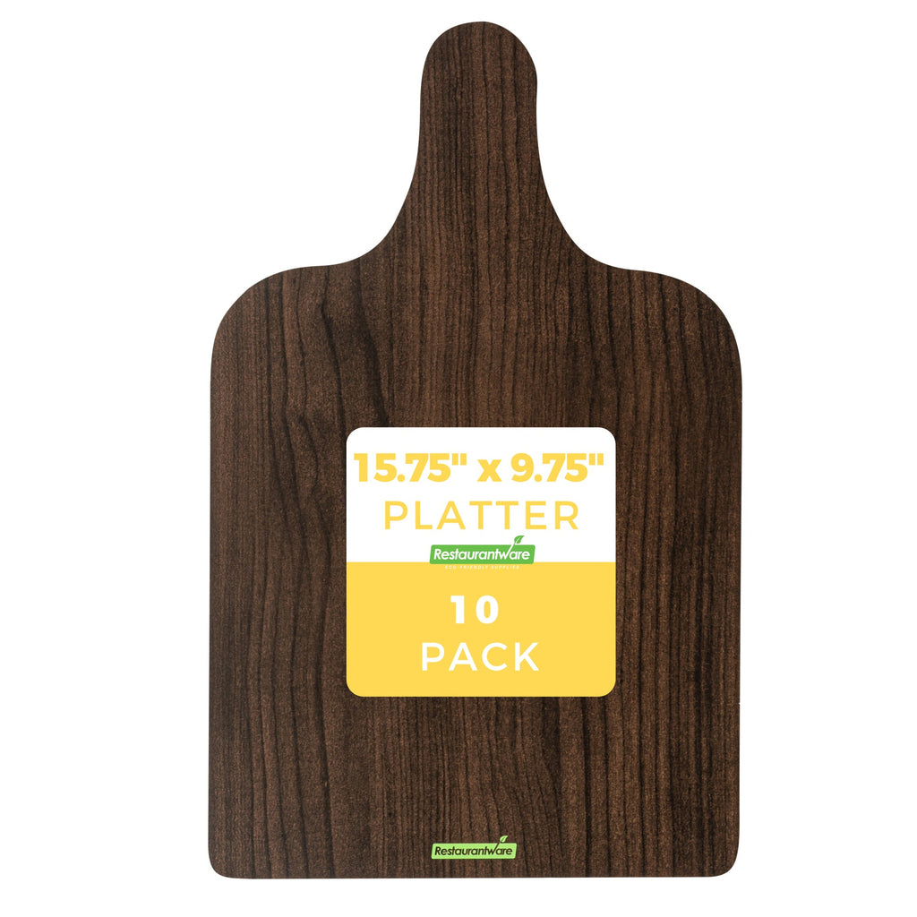Cater Tek Dark Cheese / Charcuterie Board - Faux Wood - 15 3/4" x 9 3/4" - 10 count box