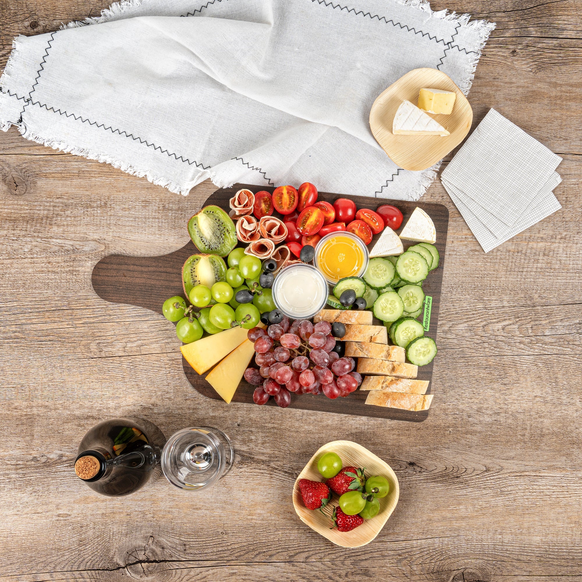 Cater Tek Dark Cheese / Charcuterie Board - Faux Wood - 15 3/4" x 9 3/4" - 10 count box