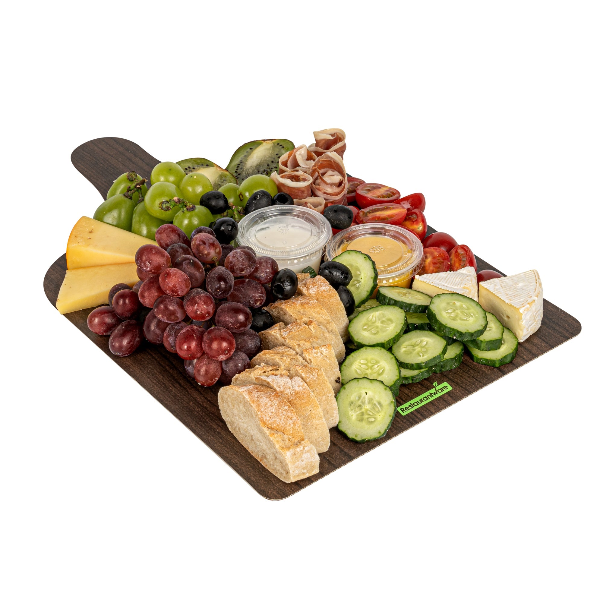 Cater Tek Dark Cheese / Charcuterie Board - Faux Wood - 15 3/4" x 9 3/4" - 100 count box