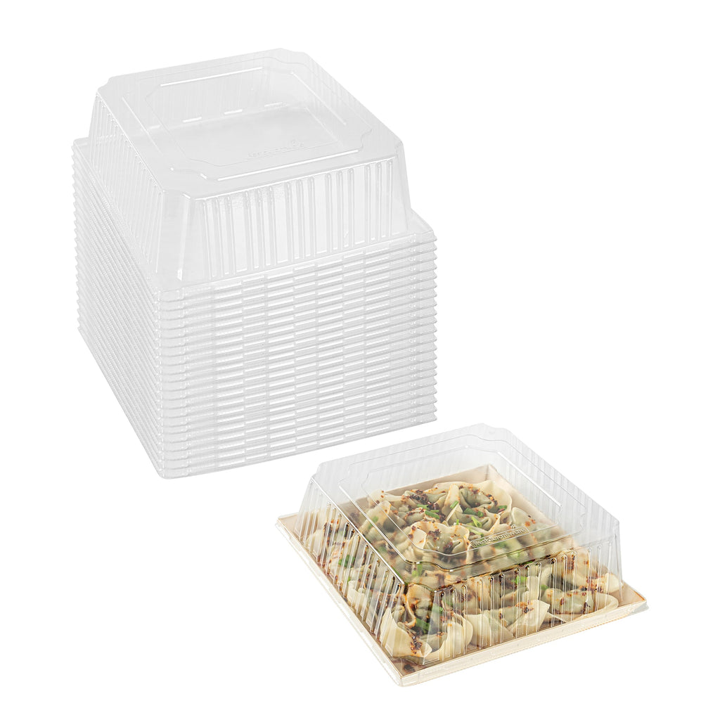 Taipei Square Clear Plastic Lid - Fits 9 1/2" Poplar Plate - 25 count box