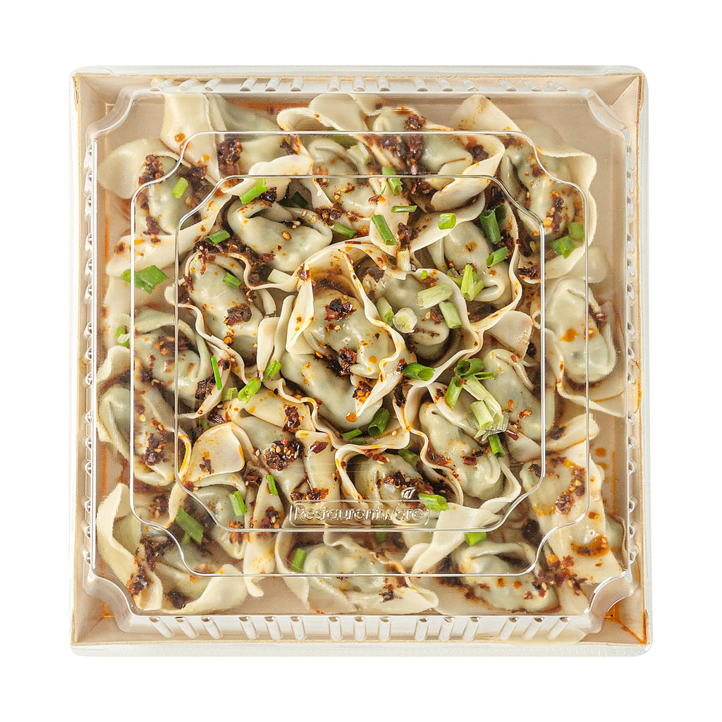 Taipei Square Clear Plastic Lid - Fits 9 1/2" Poplar Plate - 25 count box