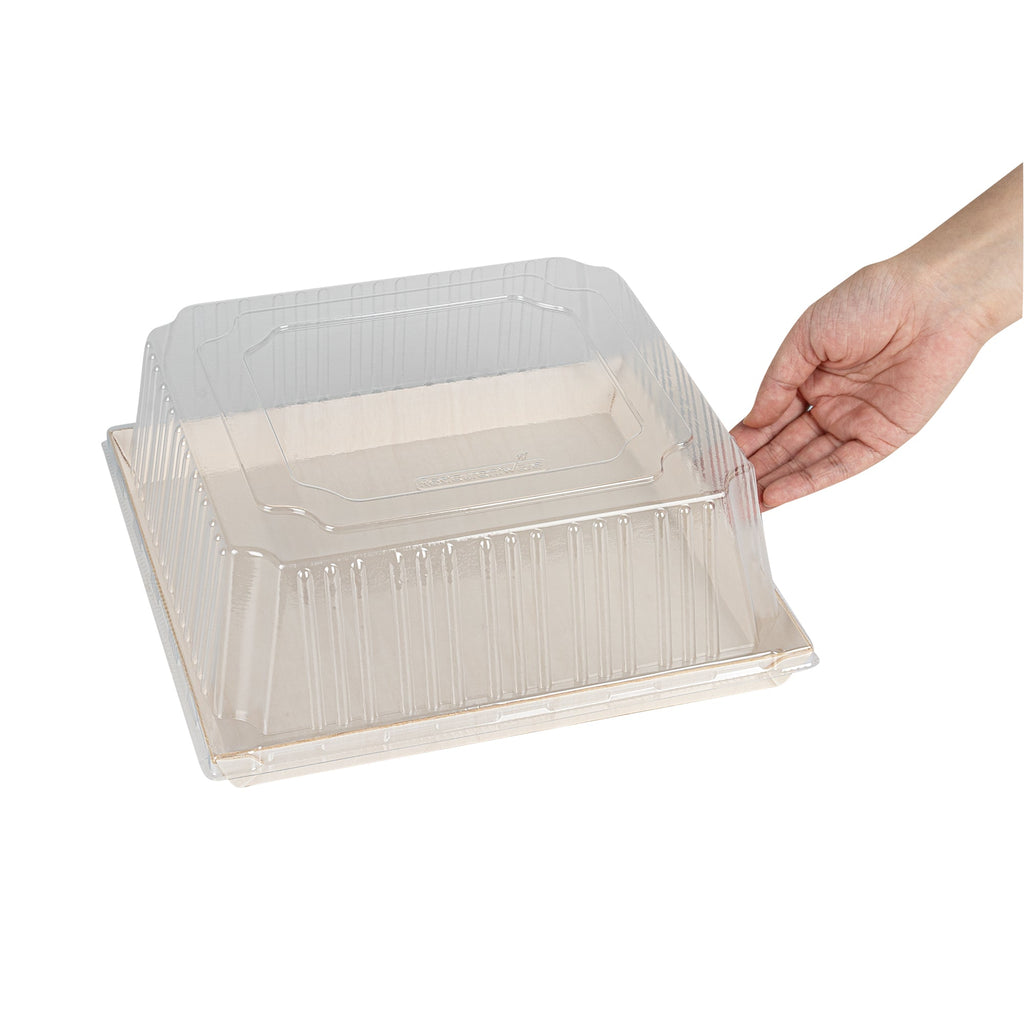 Taipei Square Clear Plastic Lid - Fits 9 1/2" Poplar Plate - 25 count box