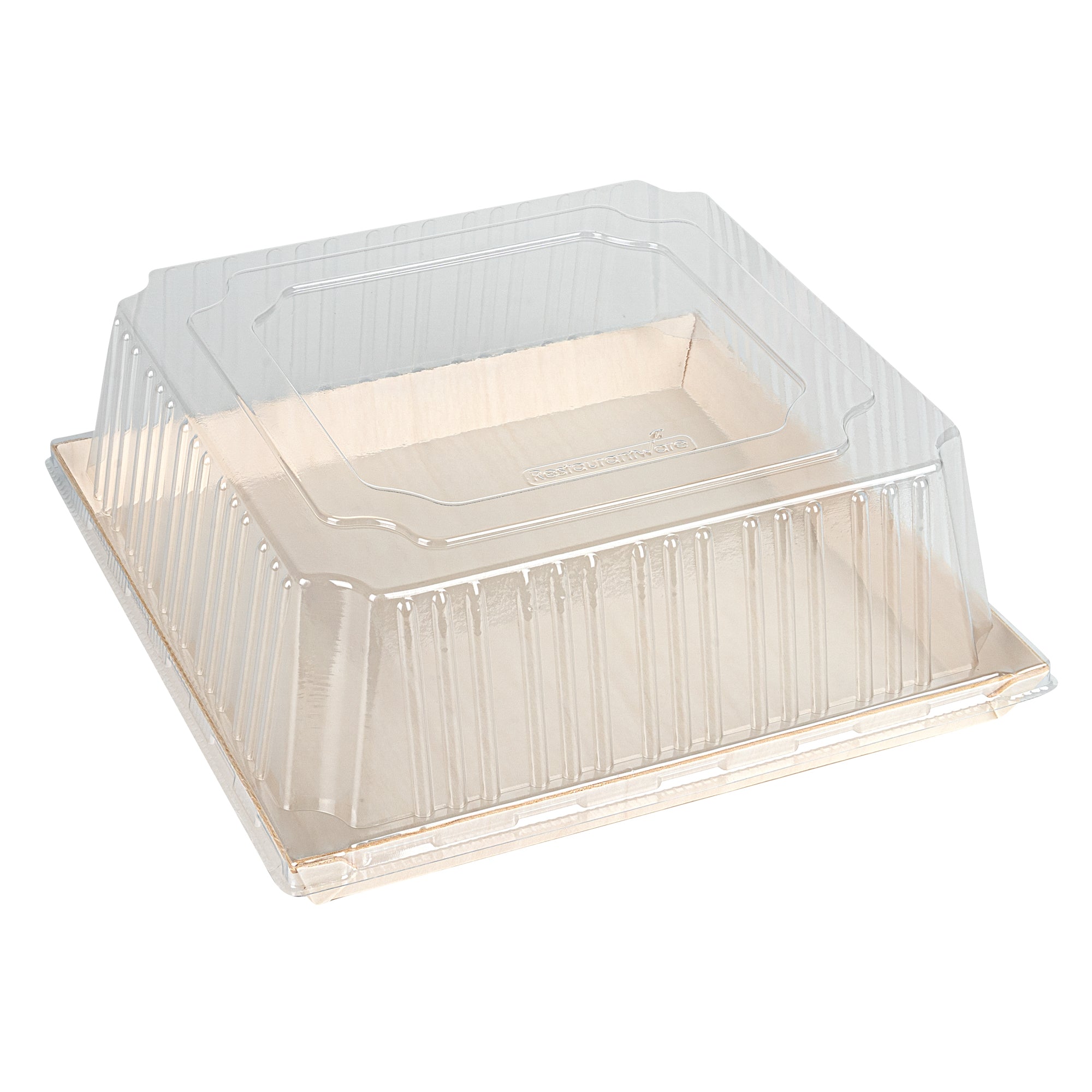 Taipei Square Clear Plastic Lid - Fits 9 1/2" Poplar Plate - 25 count box