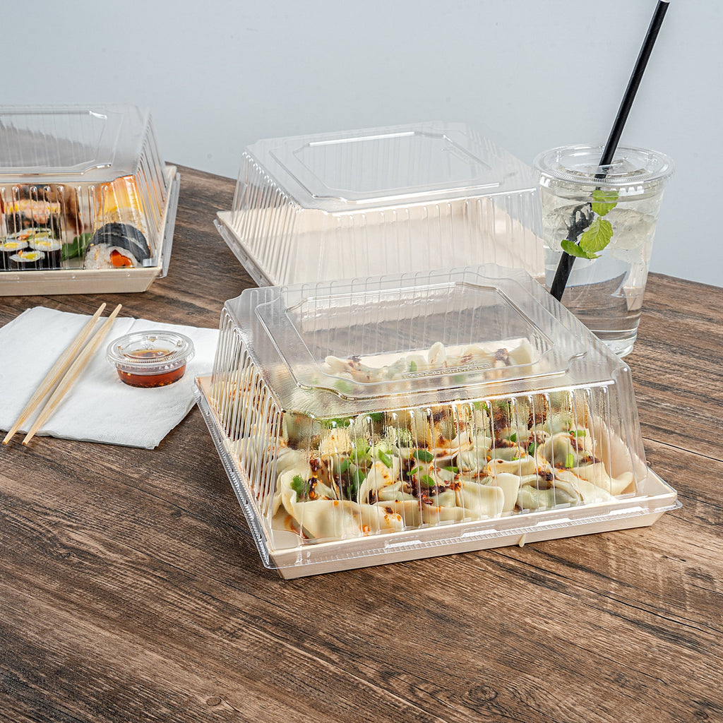 Taipei Square Clear Plastic Lid - Fits 9 1/2" Poplar Plate - 25 count box