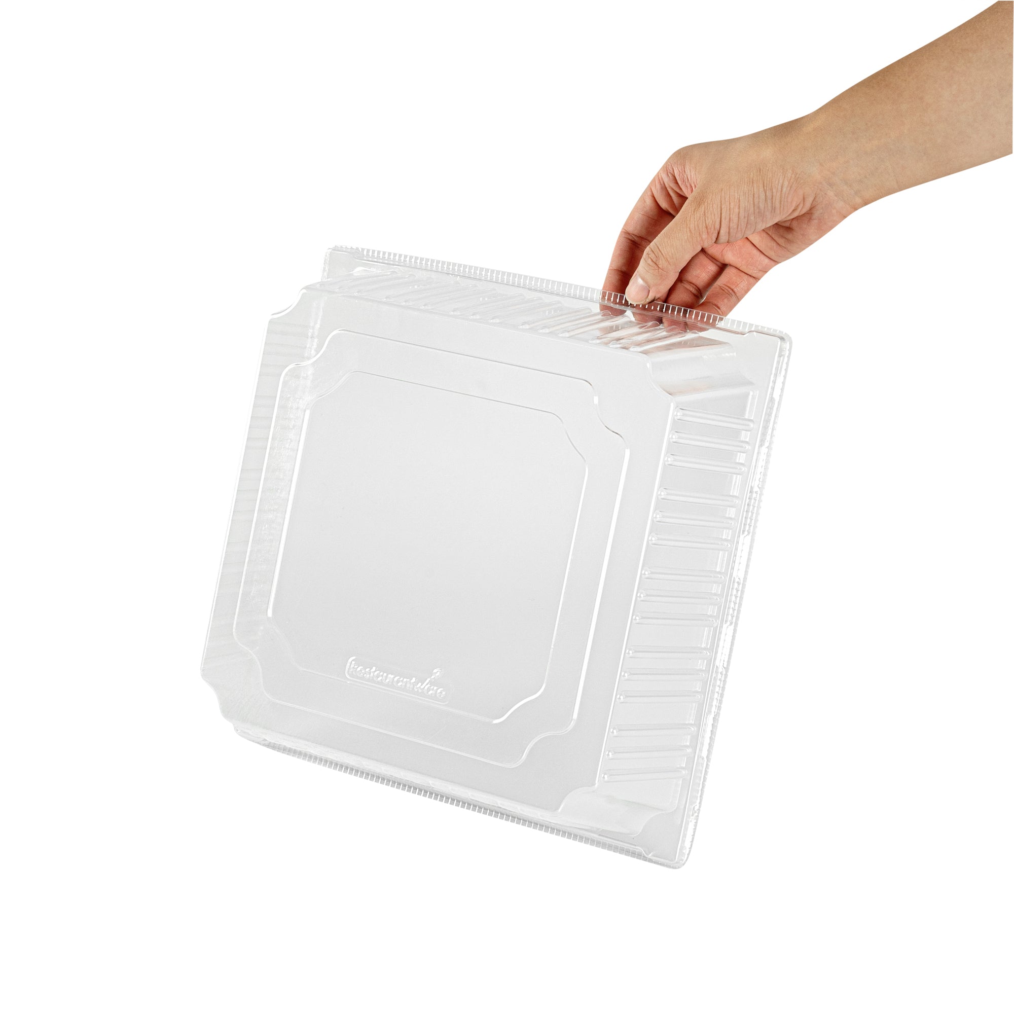 Taipei Square Clear Plastic Lid - Fits 9 1/2" Poplar Plate - 100 count box