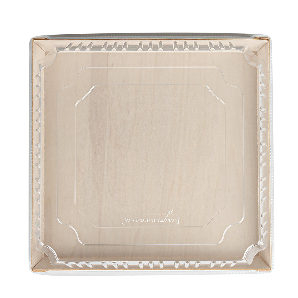Taipei Square Clear Plastic Lid - Fits 9 1/2" Poplar Plate - 100 count box