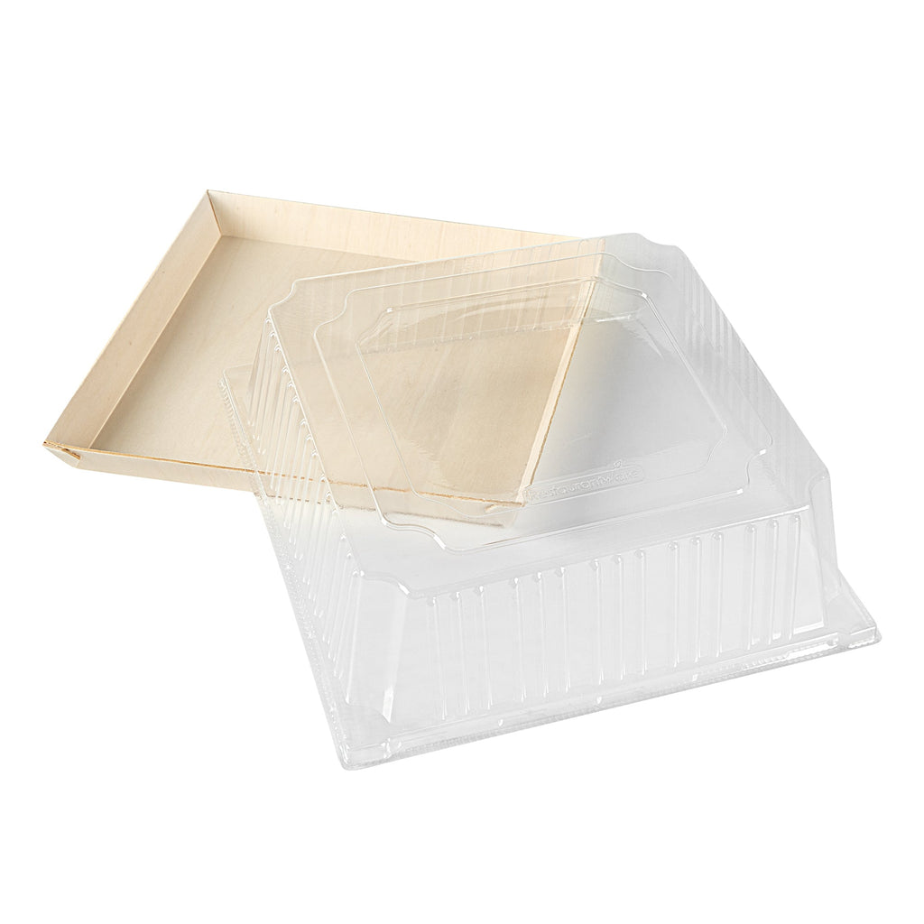 Taipei Square Clear Plastic Lid - Fits 9 1/2" Poplar Plate - 100 count box