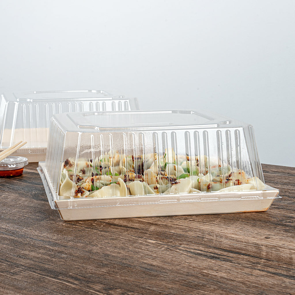 Taipei Square Clear Plastic Lid - Fits 9 1/2" Poplar Plate - 100 count box