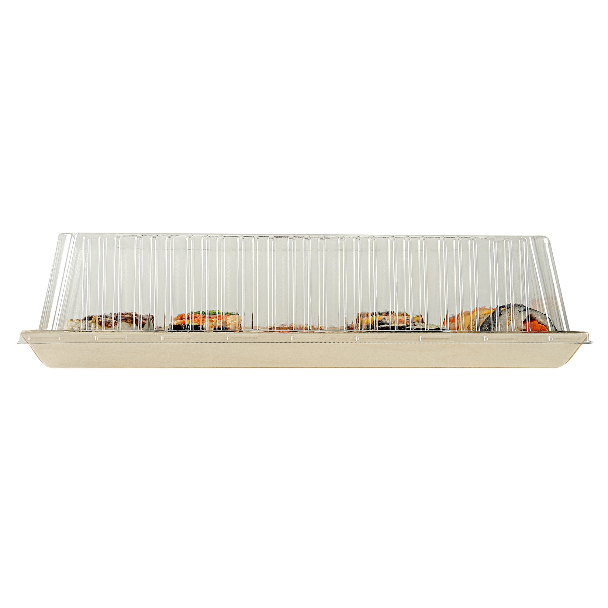 Taipei Rectangle Clear Plastic Lid - Fits 15 1/4" x 10 3/4" Poplar Plate - 25 count box