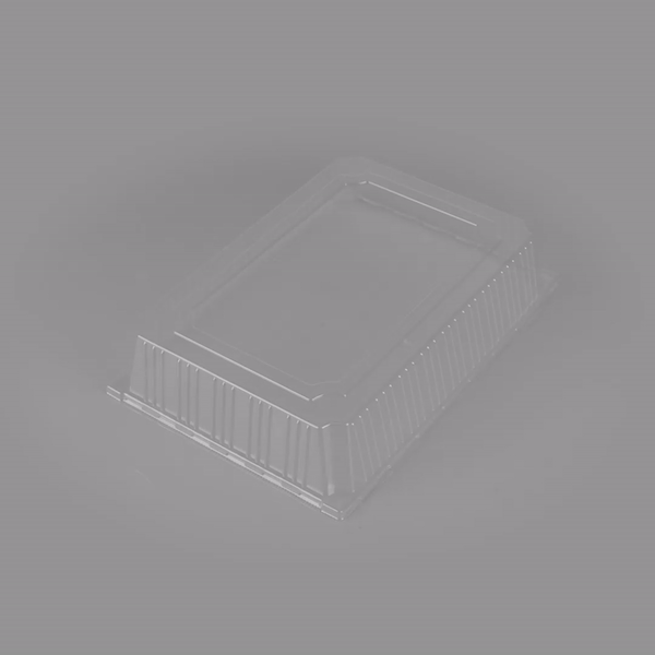 Taipei Rectangle Clear Plastic Lid - Fits 15 1/4" x 10 3/4" Poplar Plate - 25 count box