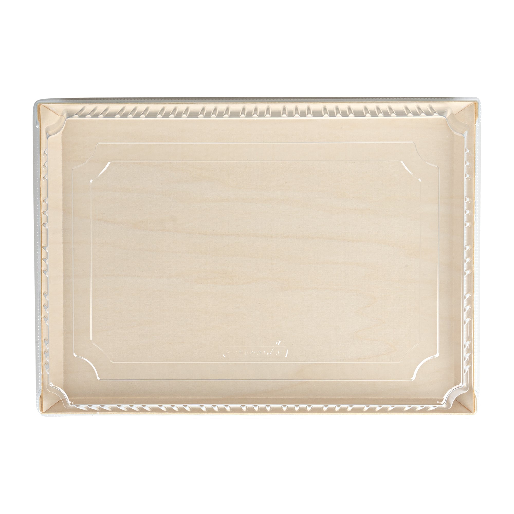 Taipei Rectangle Clear Plastic Lid - Fits 15 1/4" x 10 3/4" Poplar Plate - 25 count box