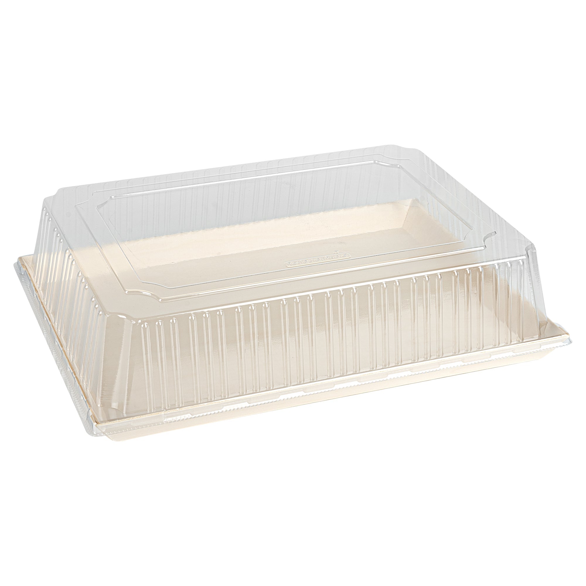 Taipei Rectangle Clear Plastic Lid - Fits 15 1/4" x 10 3/4" Poplar Plate - 100 count box