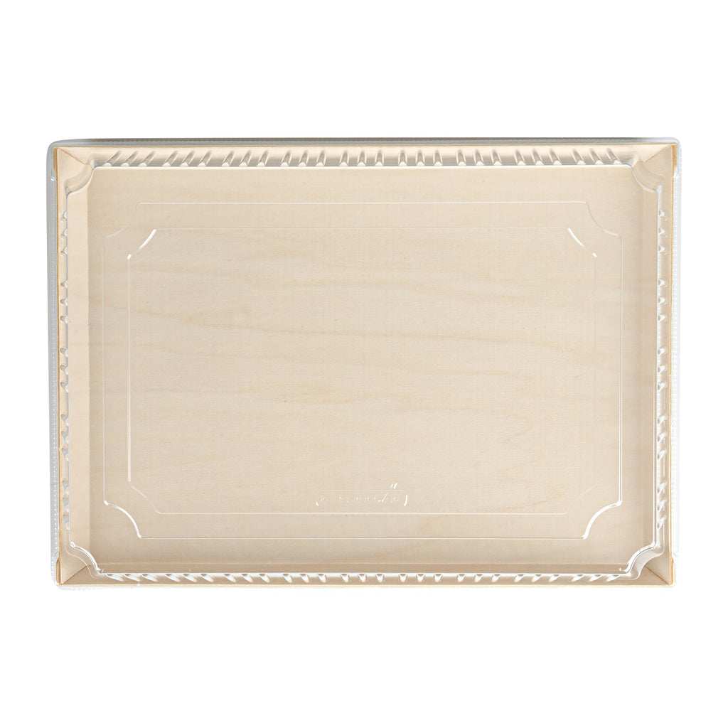Taipei Rectangle Clear Plastic Lid - Fits 15 1/4" x 10 3/4" Poplar Plate - 100 count box