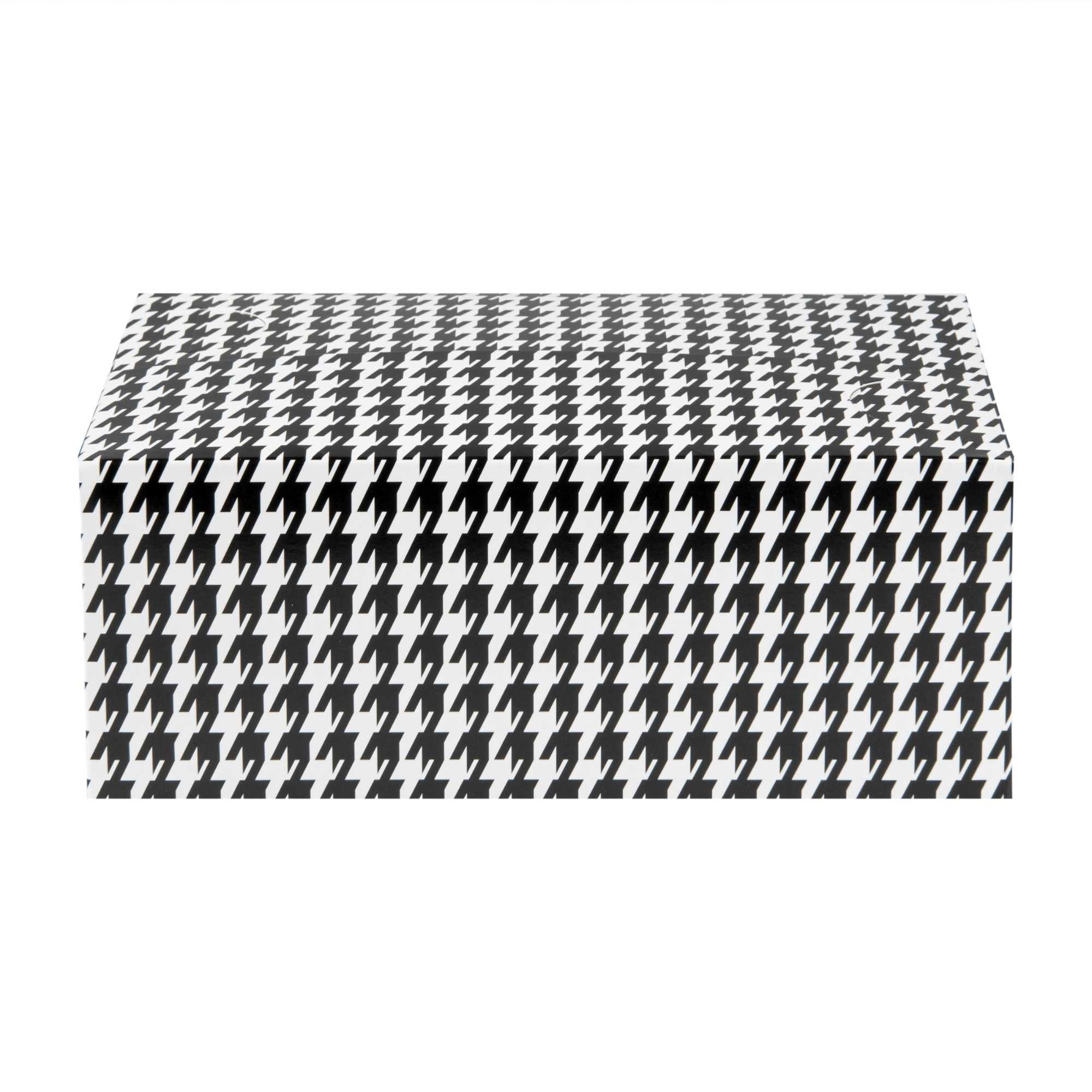 Bio Tek 47 oz Black Houndstooth Paper Lunch / Chicken Box - with Fast Top - 7" x 4 1/2" x 2 3/4" - 100 count box