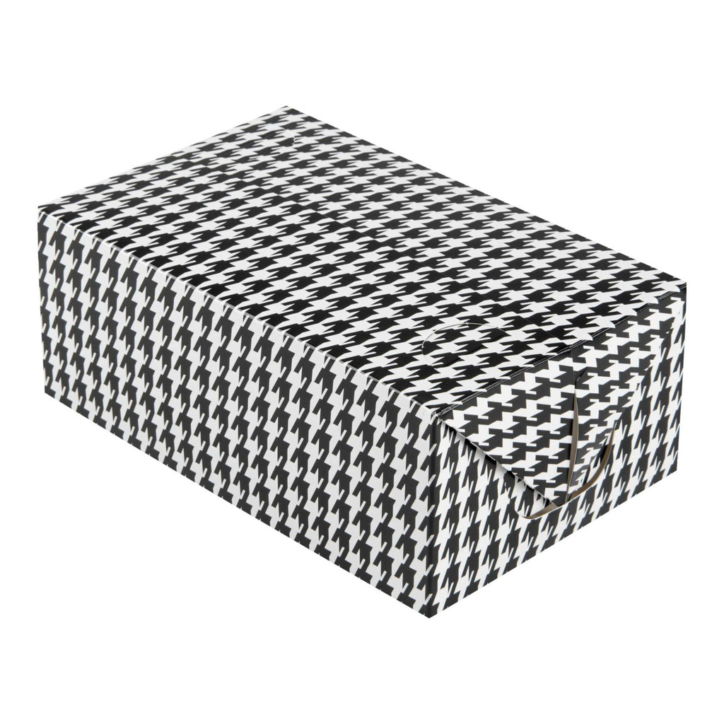 Bio Tek 47 oz Black Houndstooth Paper Lunch / Chicken Box - with Fast Top - 7" x 4 1/2" x 2 3/4" - 100 count box