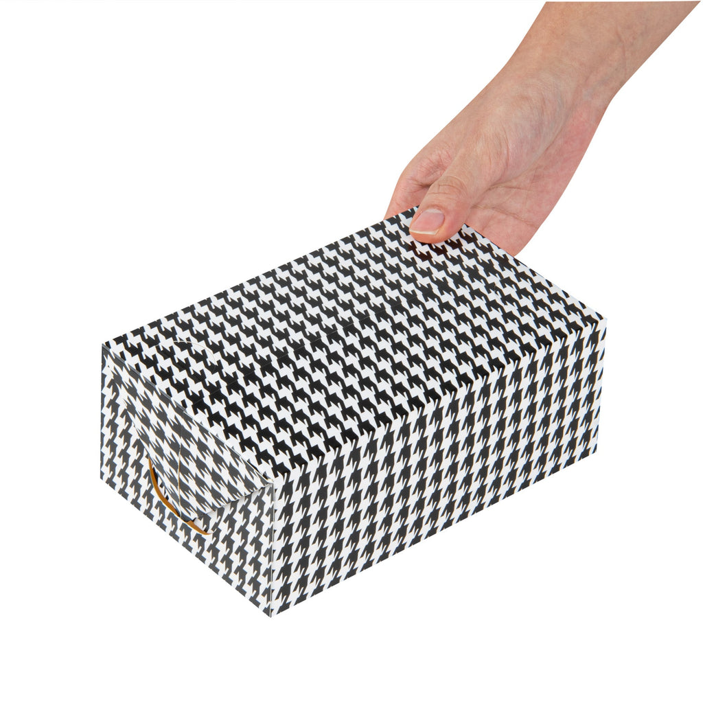 Bio Tek 47 oz Black Houndstooth Paper Lunch / Chicken Box - with Fast Top - 7" x 4 1/2" x 2 3/4" - 100 count box