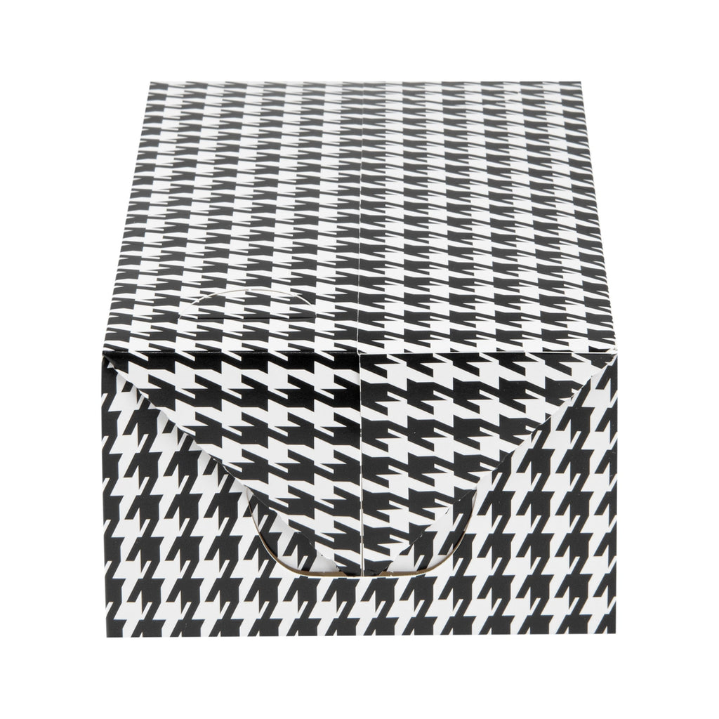 Bio Tek 47 oz Black Houndstooth Paper Lunch / Chicken Box - with Fast Top - 7" x 4 1/2" x 2 3/4" - 100 count box