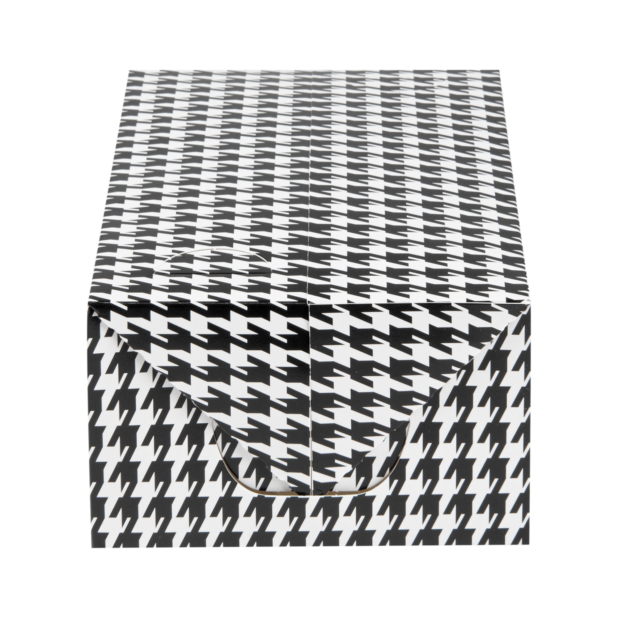 Bio Tek 47 oz Black Houndstooth Paper Lunch / Chicken Box - with Fast Top - 7" x 4 1/2" x 2 3/4" - 100 count box